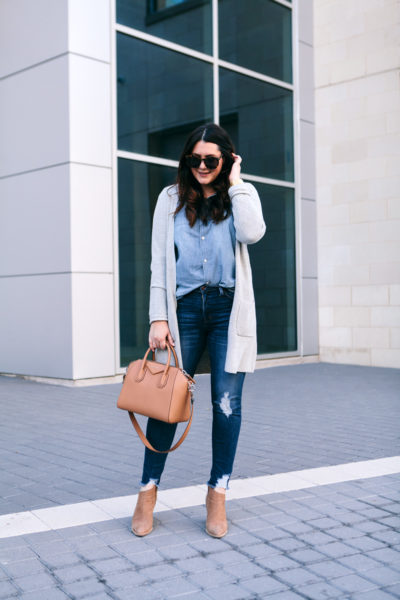 grey cardigan outfit