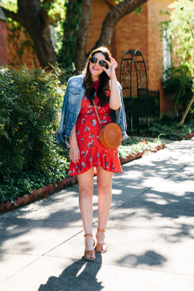 red denim dress