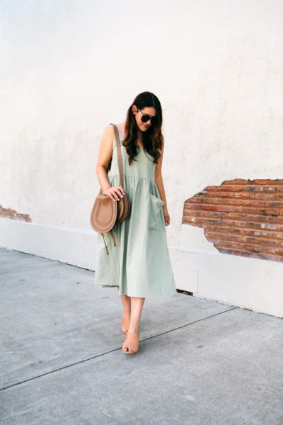 sage green linen dress