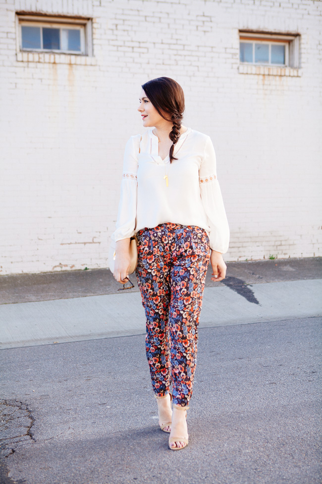 Parker blouse and Joie floral pants by style blogger Kendi Everyday.