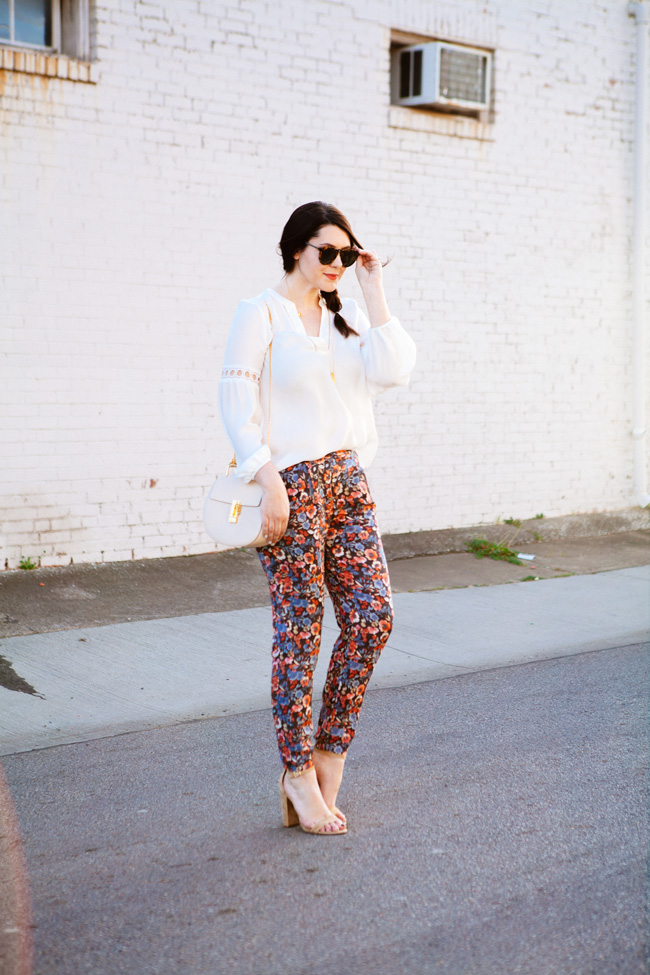 Parker blouse and Joie floral pants by style blogger Kendi Everyday.