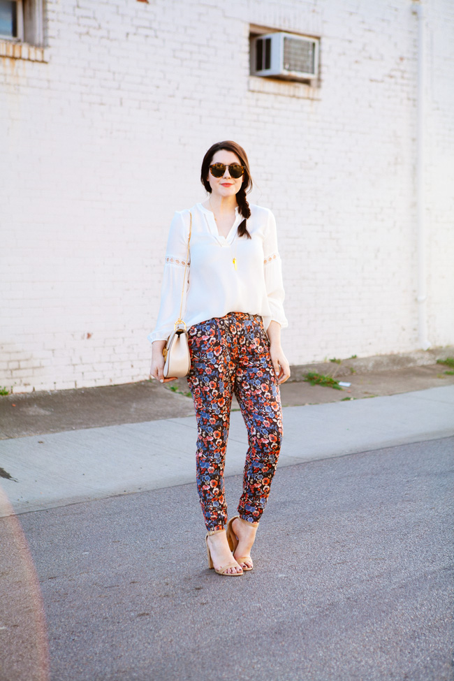 Parker blouse and Joie floral pants by style blogger Kendi Everyday.