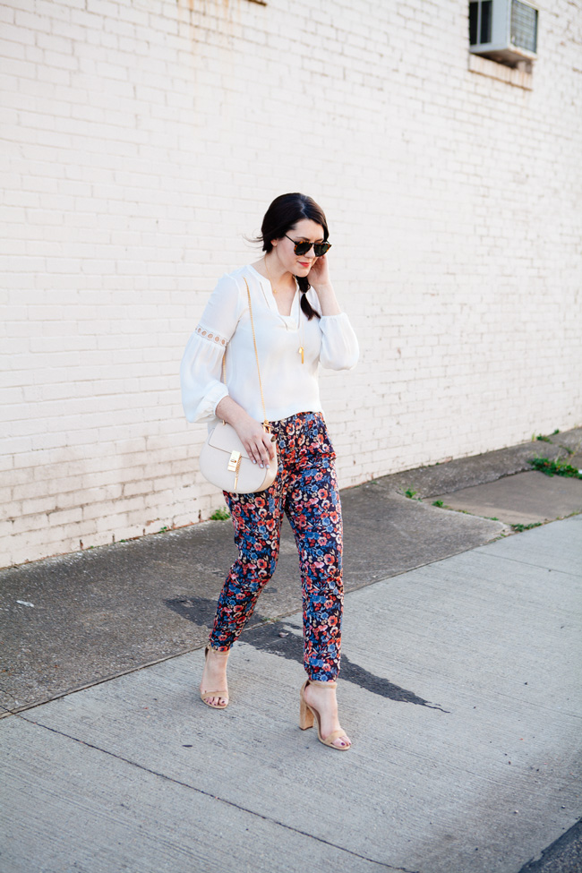 Parker blouse and Joie floral pants by style blogger Kendi Everyday.