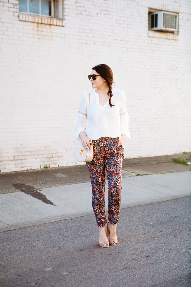 Parker blouse and Joie floral pants by style blogger Kendi Everyday.