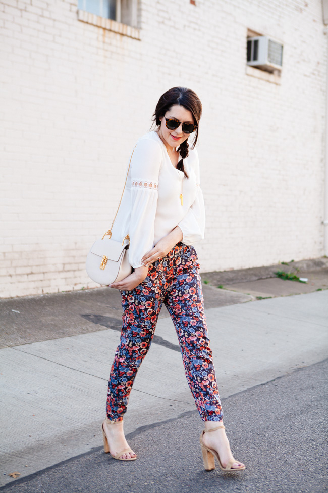 Parker blouse and Joie floral pants by style blogger Kendi Everyday.