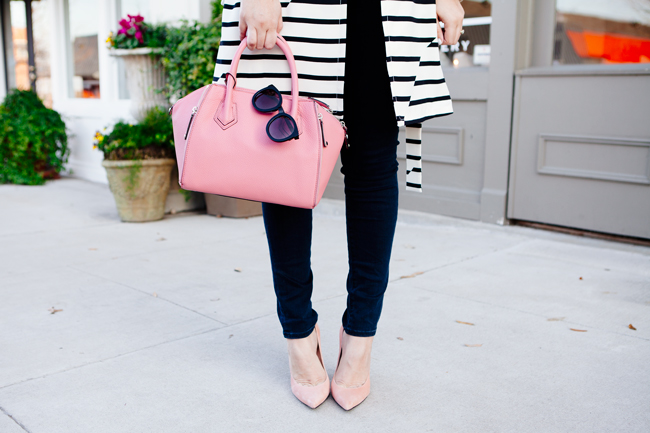 striped trench jacket and floral blouse by style blogger kendi everyday.