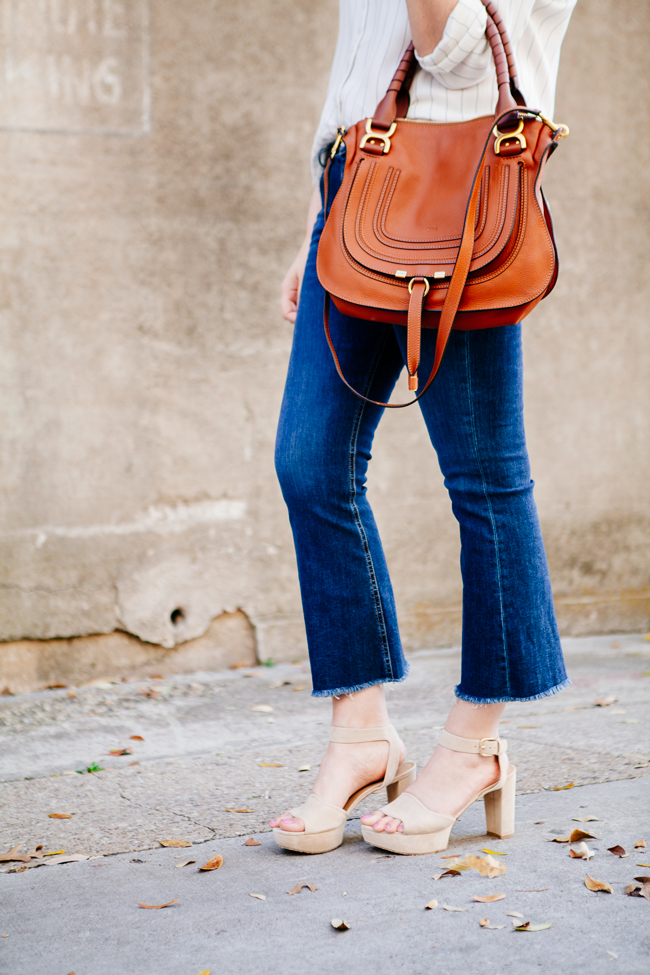 Cropped flares and oversized button down from Kendi Everyday.