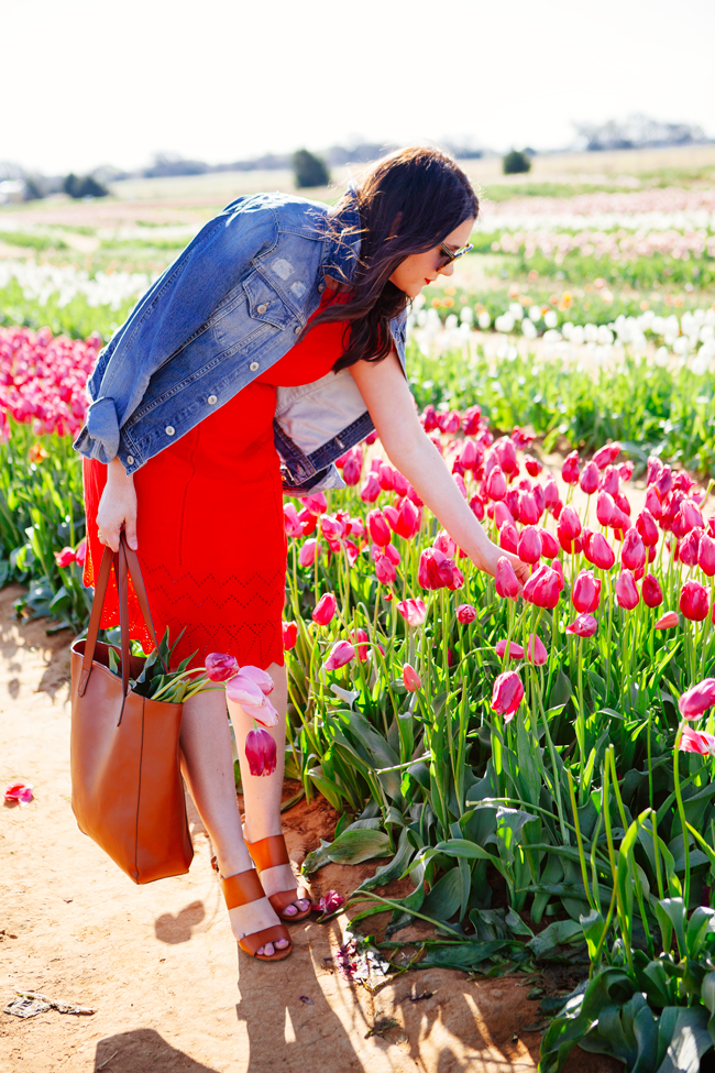 Red embroidered dress by Kendi Everyday