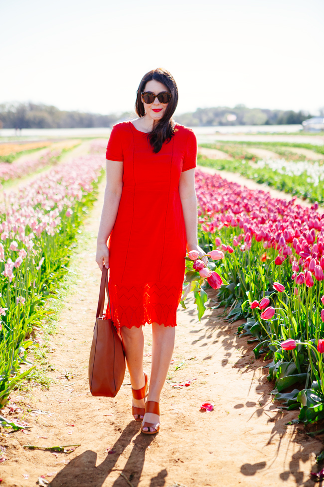 Red embroidered dress by Kendi Everyday