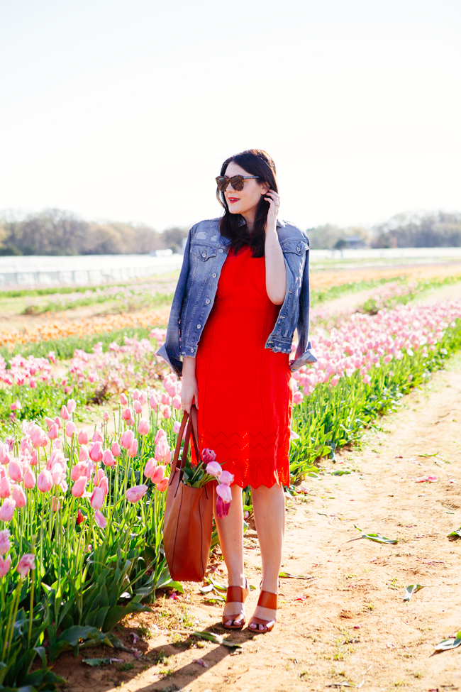 Red embroidered dress by Kendi Everyday