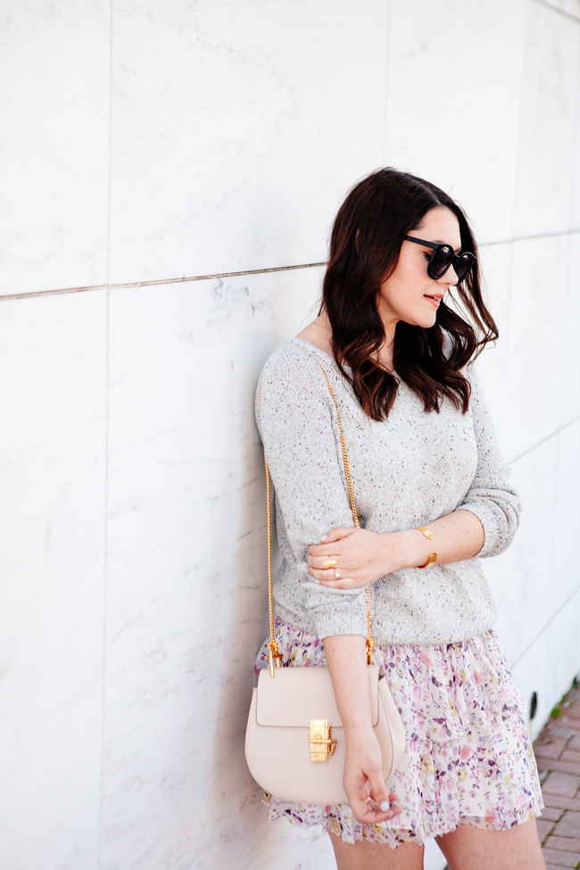 Floral tiered skirt and Joie sweater by style blogger Kendi Everydyay