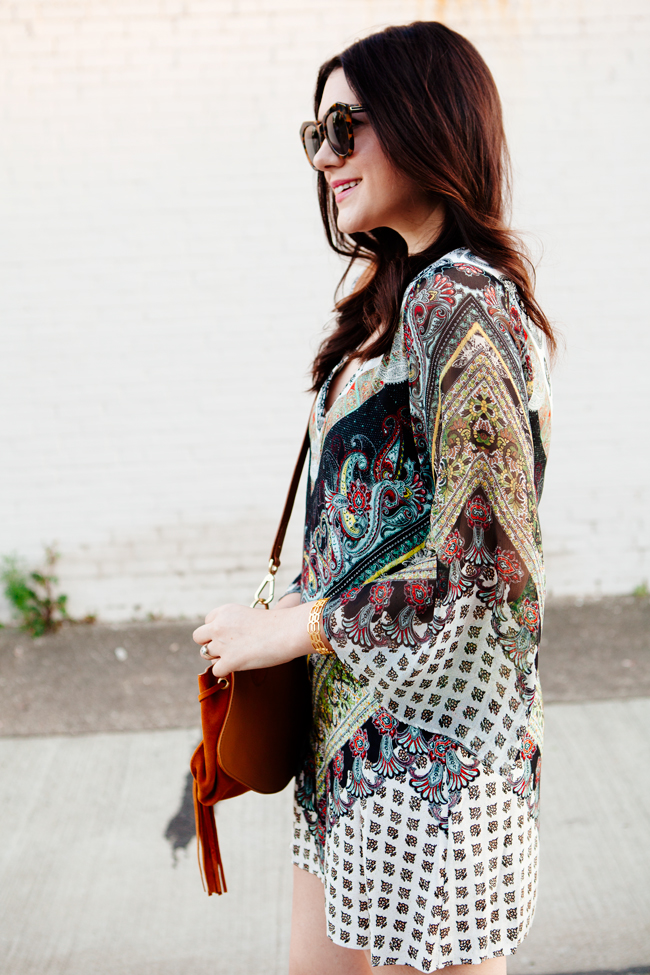 Alice & Olivia boho mini dress, on Kendi Everyday