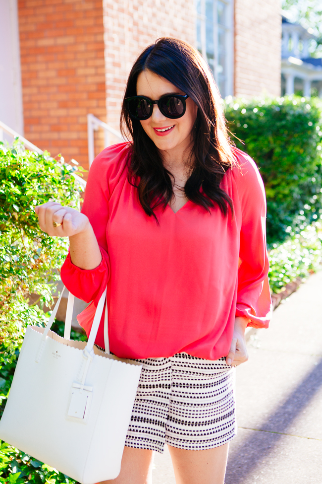 Coral Blouse and Wrap Skirt 