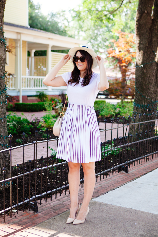 Little White Tee and Striped Skirt on Kendi Everyday
