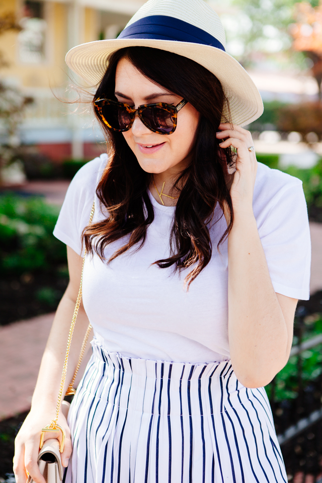 Little White Tee and Striped Skirt on Kendi Everyday