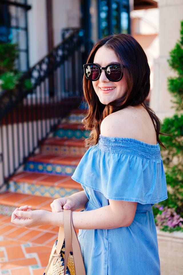 Loft Off The Shoulder Chambray Dress on Kendi Everyday