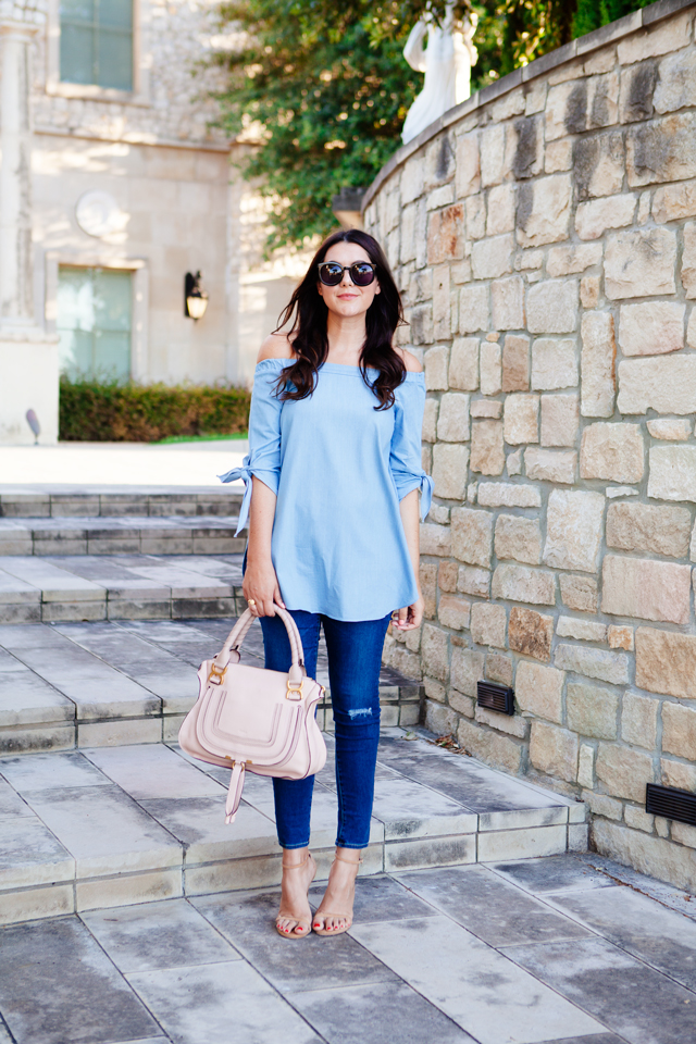 Kendi Everyday in Chambray Sleeveless Tunic and Ripped Skinny Jeans