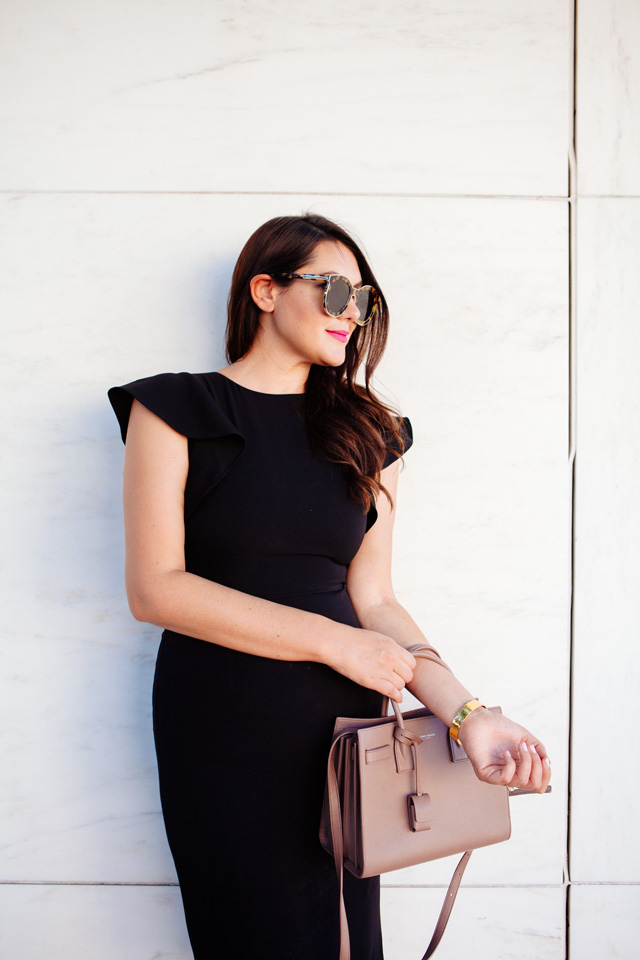 Little Black Dress, Yves Saint Laurent Baby Sac du Jour, Vince Camuto Strappy Heels