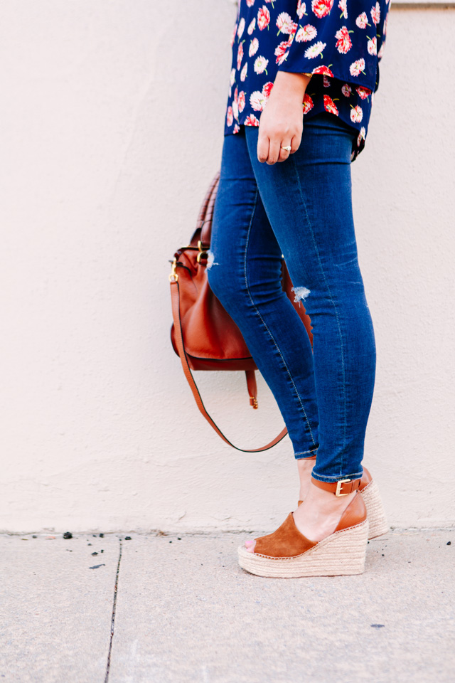 Ripped Skinny Jeans and Floral Top on Kendi Everyday