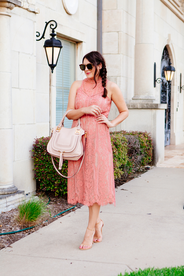 Rose Colored Lace Dress on Kendi Everyday.