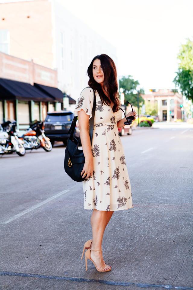 Floral Dress and black hobo bag on Kendi Everyday