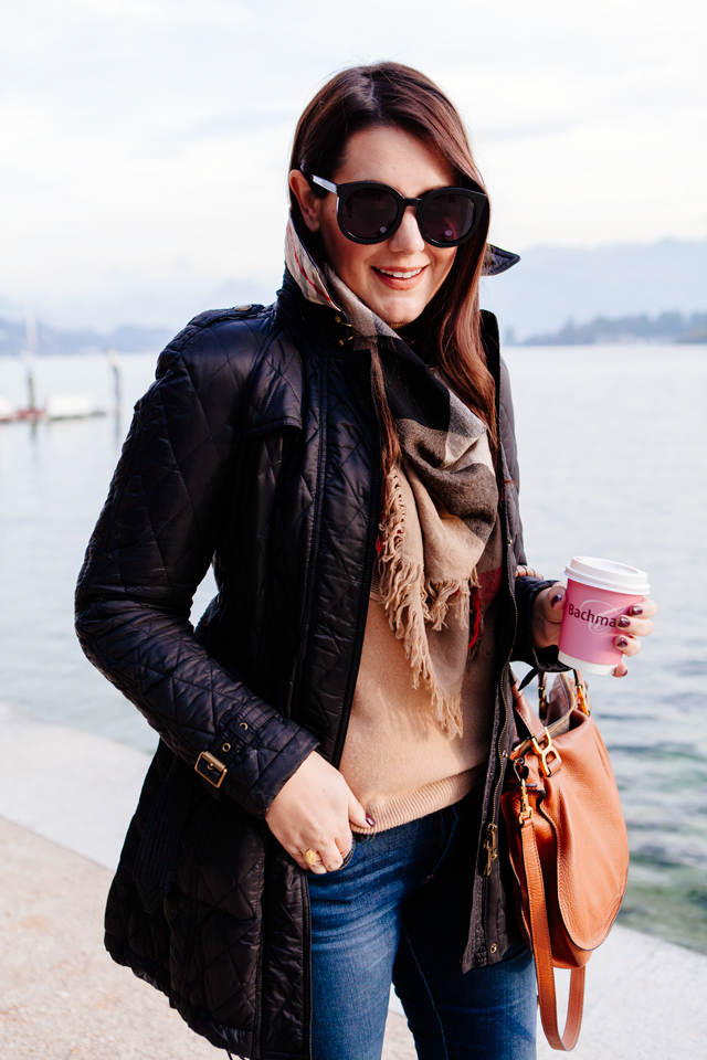 Burberry scarf and quilted jacket on Kendi Everyday