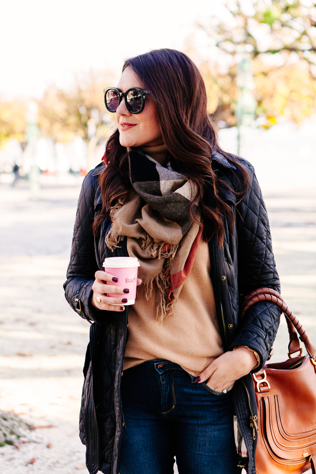 Burberry scarf and quilted jacket on Kendi Everyday