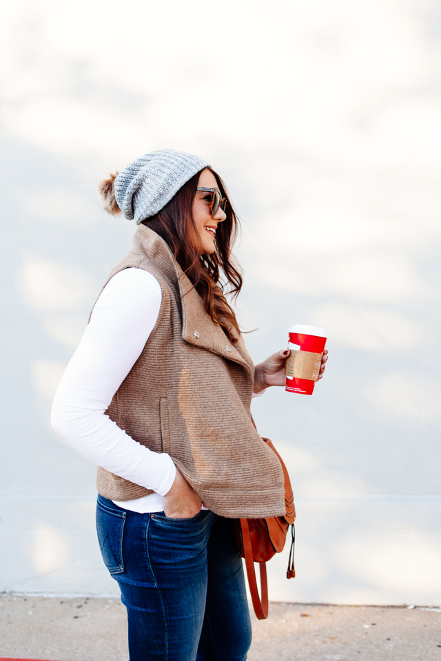 BB Dakota Elm Vest with Skinny jeans and booties