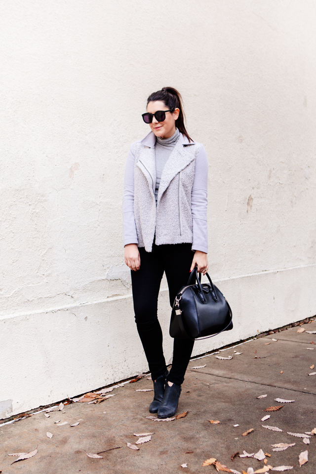 Grey Moto Jacket on Kendi Everyday