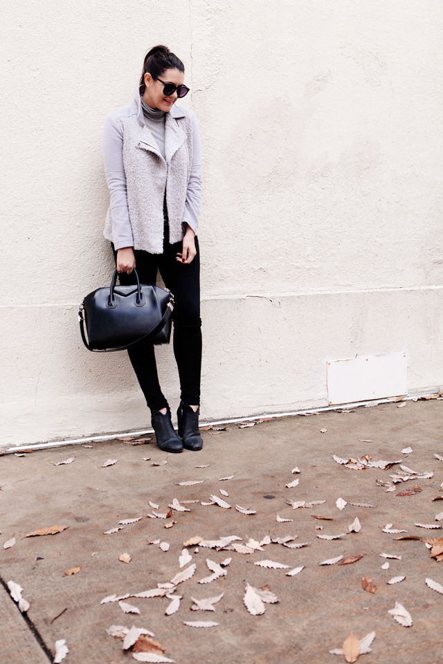 Grey Moto Jacket on Kendi Everyday