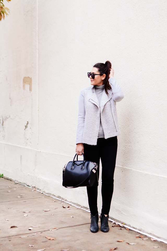 Grey Moto Jacket on Kendi Everyday