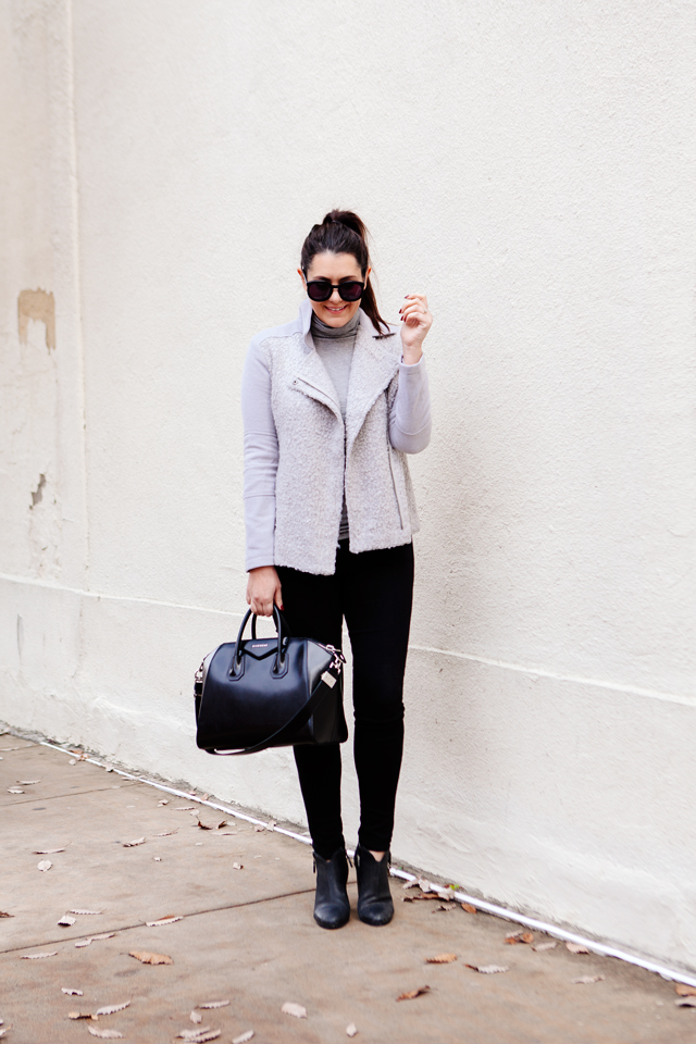 Grey Moto Jacket on Kendi Everyday