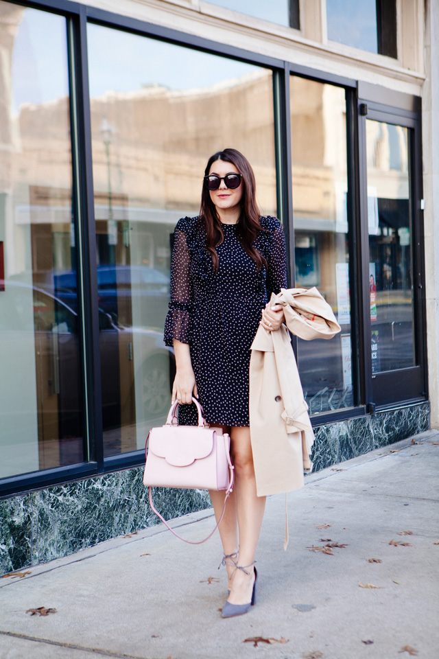Topshop Polka Dot Dress and Trench Jacket on Kendi Everyday.
