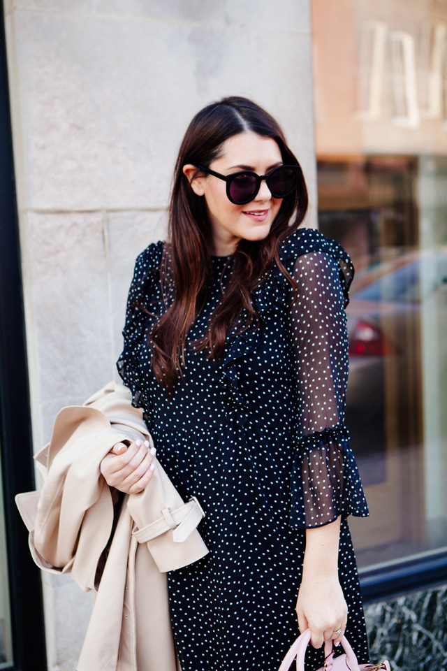 Topshop Polka Dot Dress and Trench Jacket on Kendi Everyday.