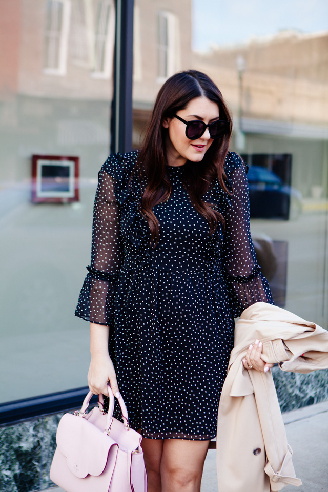 Topshop Polka Dot Dress and Trench Jacket on Kendi Everyday.