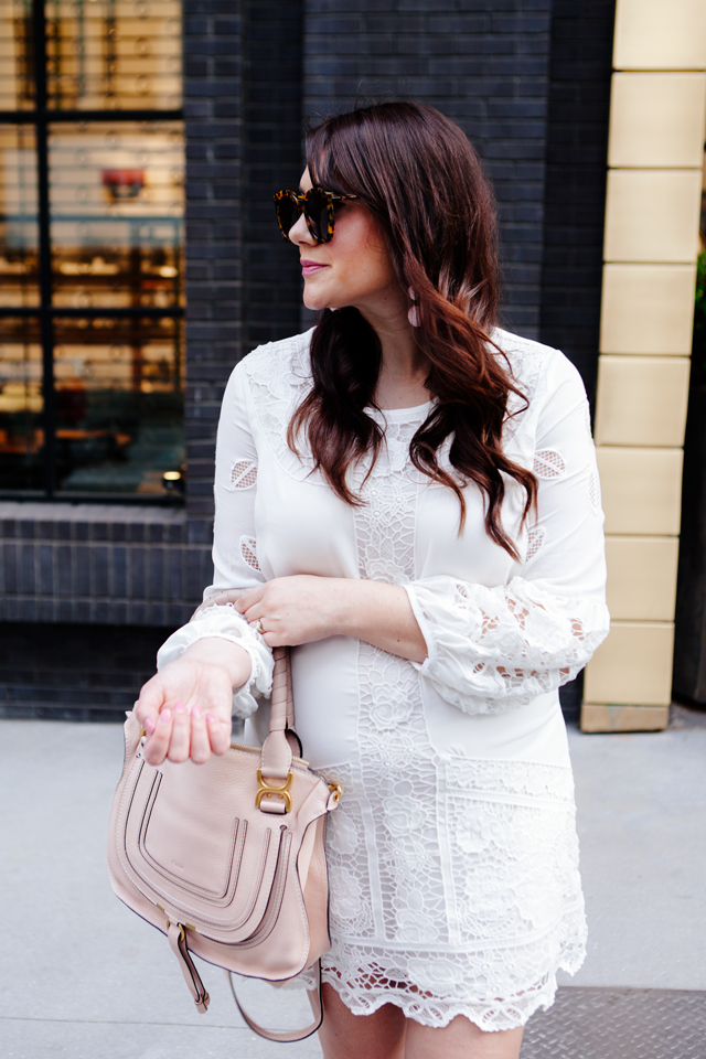 White lace dress and blush espadrilles on Kendi Everyday