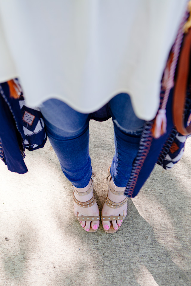 Embroidered cardigan for spring, maternity style.