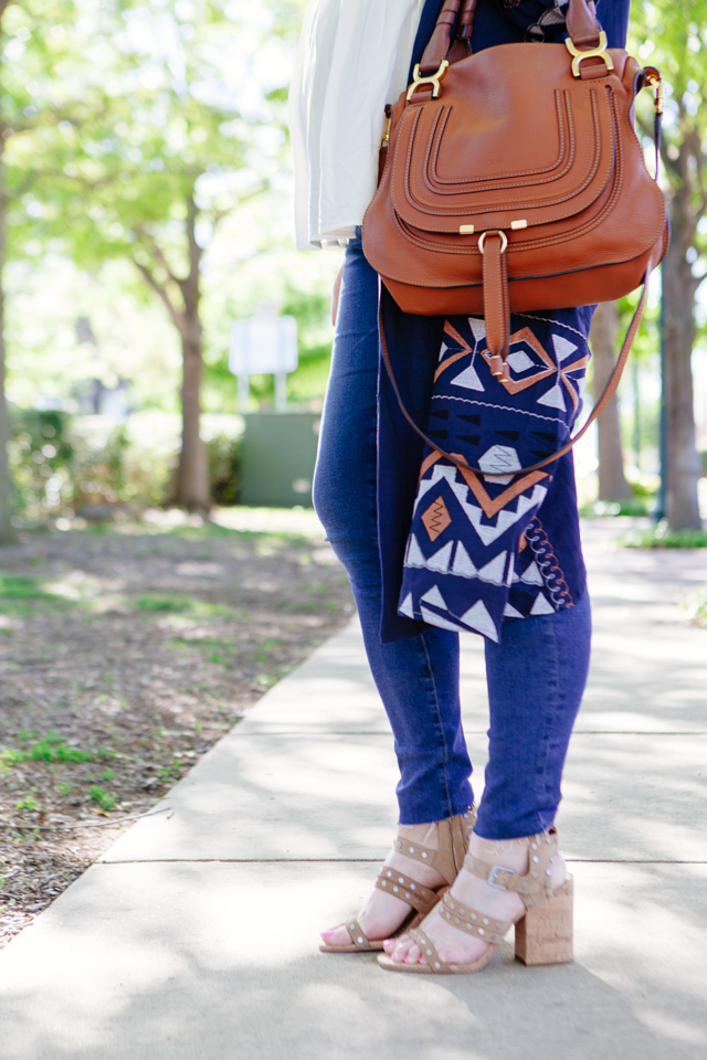 Embroidered cardigan for spring, maternity style.