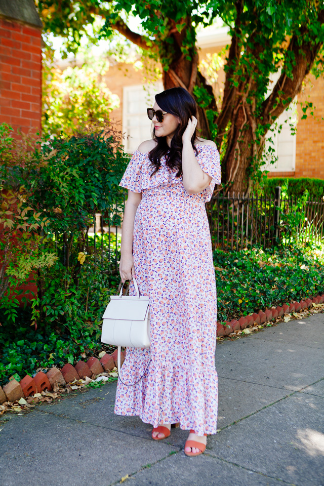 Floral Off the Shoulder Maxi Dress for Spring (maternity style)