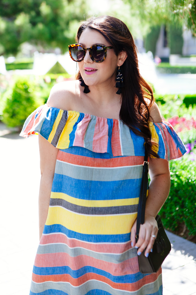 Shopbop striped off the shoulder dress, maternity style.