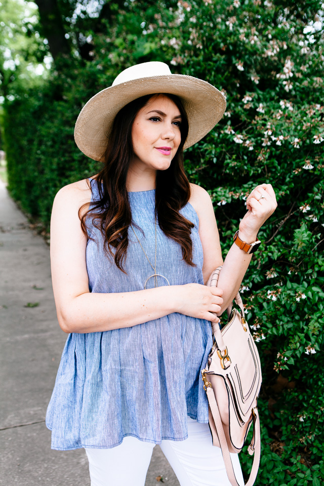 Peplum Tank with white jeans, maternity style.