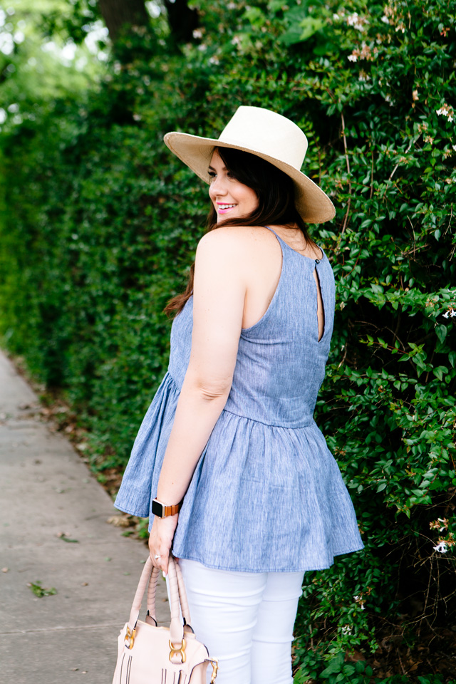 Peplum Tank with white jeans, maternity style.