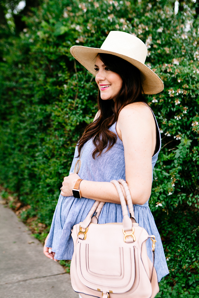 Peplum Tank with white jeans, maternity style.