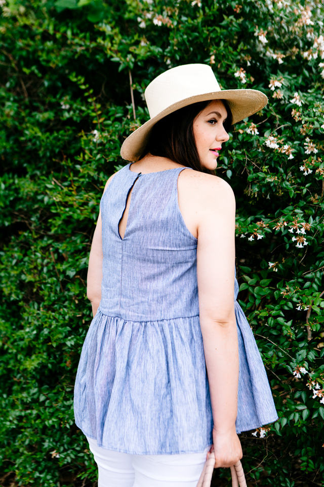 Peplum Tank with white jeans, maternity style.