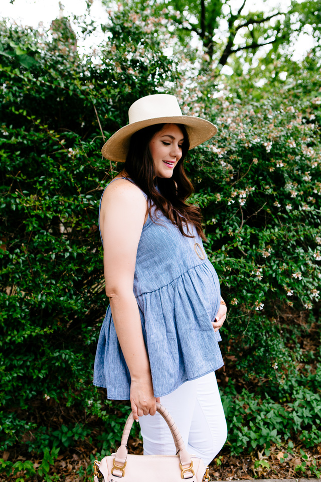 Peplum Tank with white jeans, maternity style.