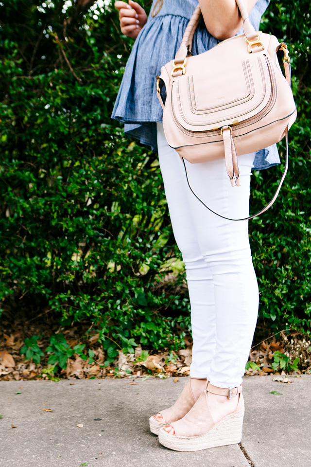 Peplum Tank with white jeans, maternity style.