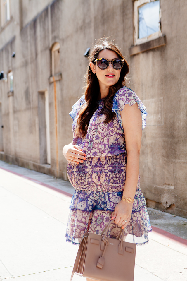 floral ruffled dress, maternity style