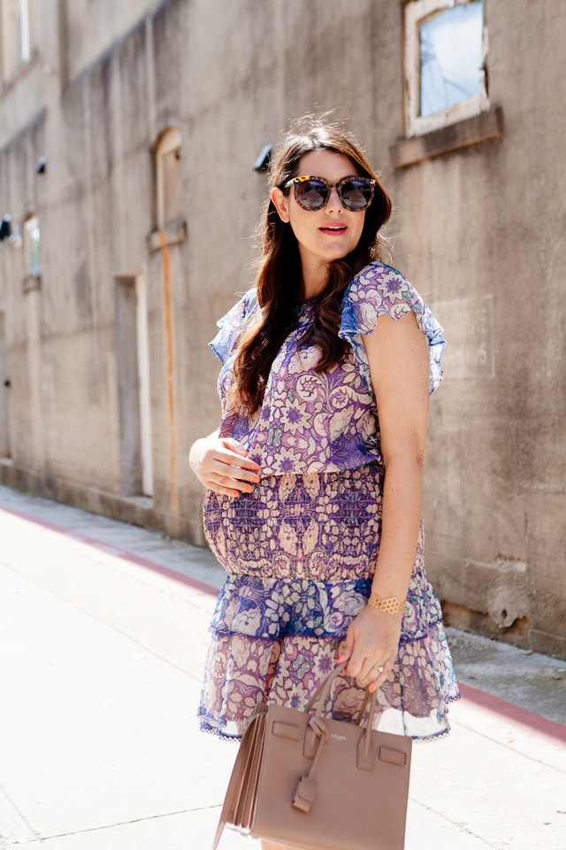floral ruffled dress, maternity style