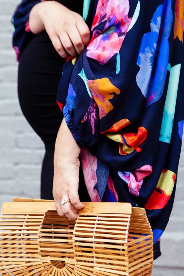 Maternity style, kimono and body con dress.