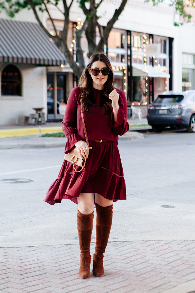 Burgundy dress on sale with boots